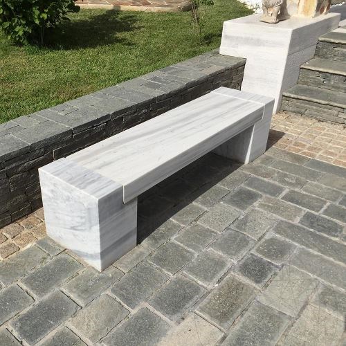 Kavala Marble Garden Bench (165 x 40 x 40 cm)
