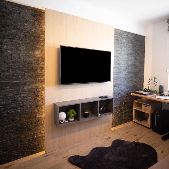 Stras Black Slate Wall Cladding Panel 15 x 60 cm
