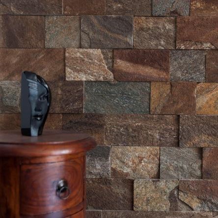 Slate Rusty Brown Natur, 10 cm x LL | Decorative Stone - Vertical Tiles, Outdoor-Indoor