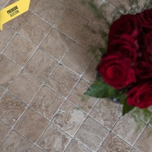 Latte PREMIUM Tumbled Travertine, 10 x 10 x 1.2 cm