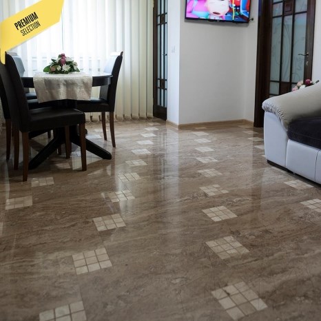 Latte PREMIUM Polished Travertine, 61 x 30.5 x 1.2 cm