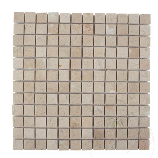 Light Beige Polished Marble Mosaic, 2.3 x 2.3 cm