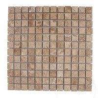 Latte Polished Travertine Mosaic, 2.3 x 2.3 cm