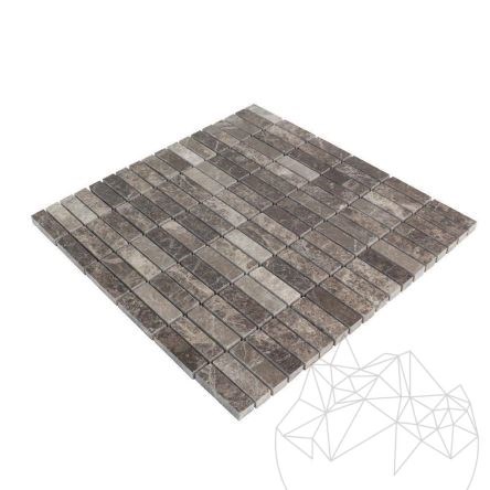 Dark Emperador Polished Marble Mosaic, 4.8 x 1.5 cm