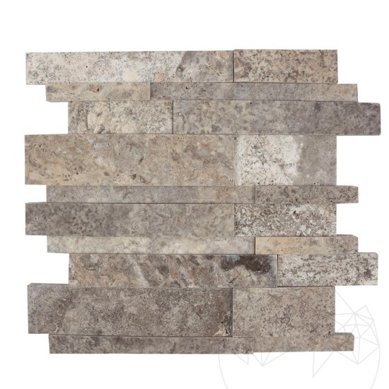 Silver Polished Travertine 3D Wall Mosaic