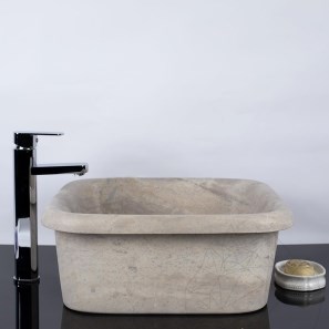 Bathroom Sink Arco Latte Travertine KS-025 SCAS2, 47 x 47 x 19 cm