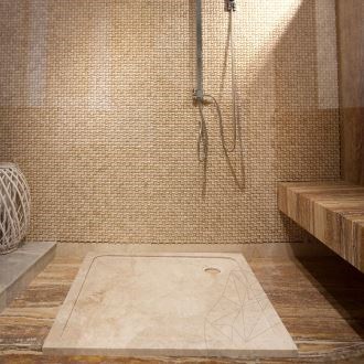 Shower Tray - Cappuccino marble ULTRA FLAT, 90 x 90 cm x 3 cm