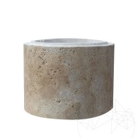 Classic Riven Travertine Roman Column, 30 x 42 x 42 cm