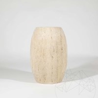 Pisa Classic Riven Travertine Vase, 30 x 20 x 20 cm