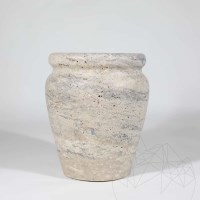 Roma Silver Travertine Vase, 30 x 25 x 25 cm