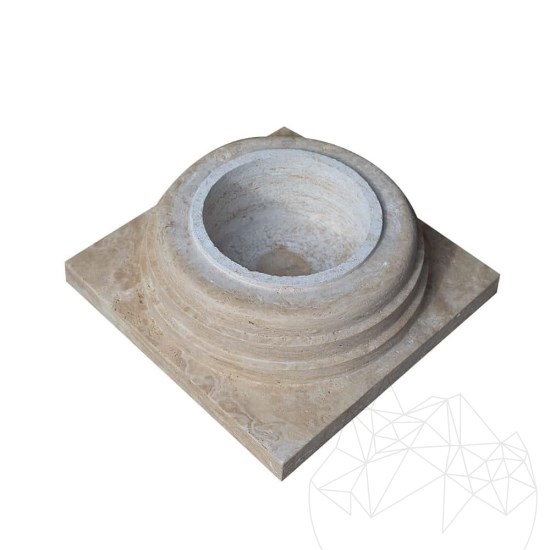 Romano Classic Riven Travertine Column Base, 60 x 60 x 20 cm