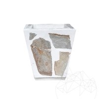 Rustic Concrete Planter 30x40 cm - Plated with Rhodos Polygonal Stone | Ideal for Flowers in Garden, Terrace and Alley