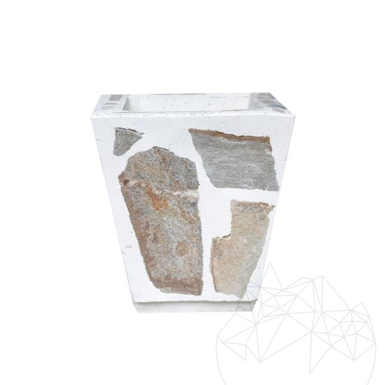 Rustic Concrete Planter 30x40 cm - Plated with Rhodos Polygonal Stone | Ideal for Flowers in Garden, Terrace and Alley