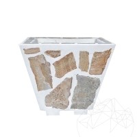 Rustic Concrete Planter, 50x50 cm - Plated with Rhodos Polygonal Stone | Ideal for Flowers in Garden, Terrace and Alley