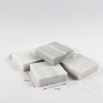 Kavala Sawn Cut Marble Cobblestone, 10 x 10 x 3 cm