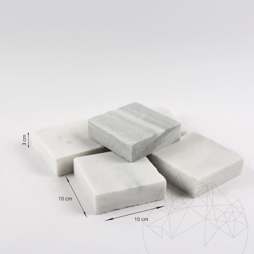Kavala Sawn Cut Marble Cobblestone, 10 x 10 x 3 cm