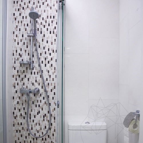 Emperador/Tundra/Mugla Mix Polished Marble Mosaic, 3.2 x 1.5 cm