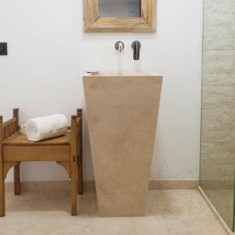 Bathroom Sink - Classic Travertine BAYK, 42 x 42 x 82 cm
