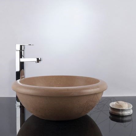 Bathroom Sink - Latte Travertine RS-19, 42 x 16 cm