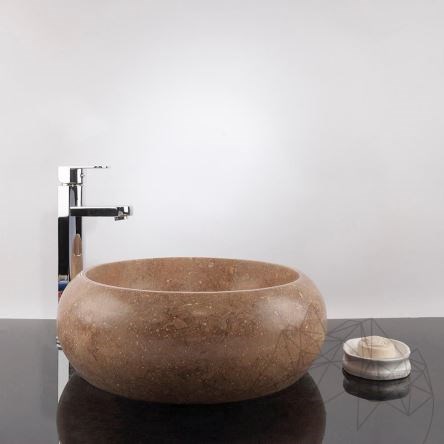 Bathroom Sink - Latte Travertine RS-21, 41 x 34 x 15 cm