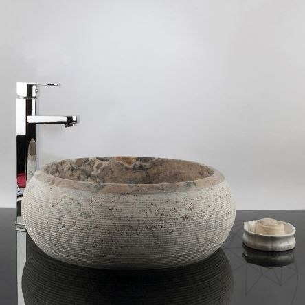 Bathroom Sink - Silver Travertine RS-24, 42 x 15 cm