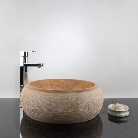 Bathroom Sink - Yellow Travertine RS-24, 42 x 15 cm