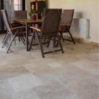 Classic Cross Cut Brushed Travertine French Pattern Set 1.2 cm