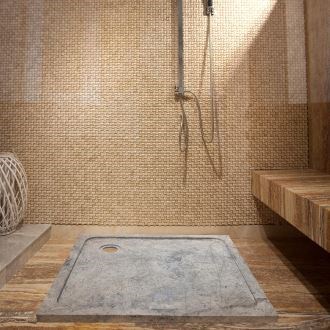 Shower Tray - Silver Travertine ULTRA FLAT, 90 x 90 cm x 3 cm