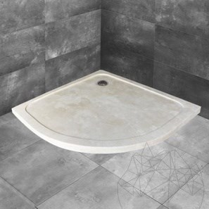 Shower Tray Half-Round Classic Travertine ULTRA FLAT, 90 x 90 x 3 cm