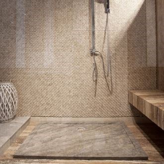Shower Tray - Silver Travertine ULTRA FLAT, 120 x 80 x 3 cm