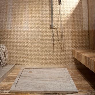 Shower Tray - Latte Travertine ULTRA FLAT, 90 x 90 cm x 3 cm