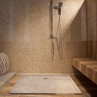 Shower Tray - Latte Travertine ULTRA FLAT, 120 x 80 x 3 cm
