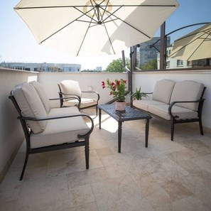Classic Cross Cut Brushed Travertine French Pattern Set, 3 cm