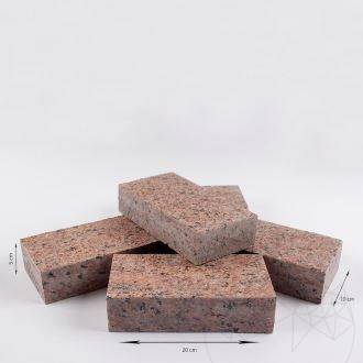 Maple Red 4 Sides Cut Granite Cobblestone, 10 x 20 x 5 cm