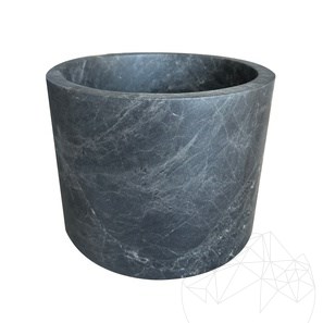 Ceppo Grey Marble Dustbin, 26.5 x 20 cm
