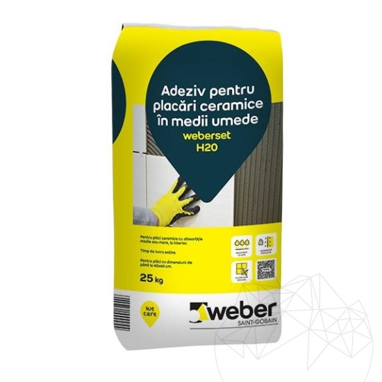 Ceramic tiles adhesive for wet spaces - Weberset H20 Max