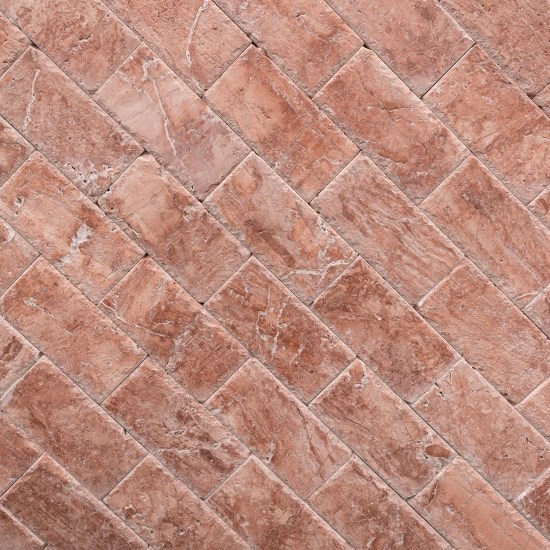 Red Opium Cross Cut Brushed and Chiseled Edge Travertine 15.2 x 30.5 x 3 cm 