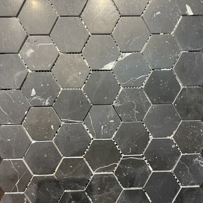 Nero Marquina Hexagon Honed Marble Mosaic