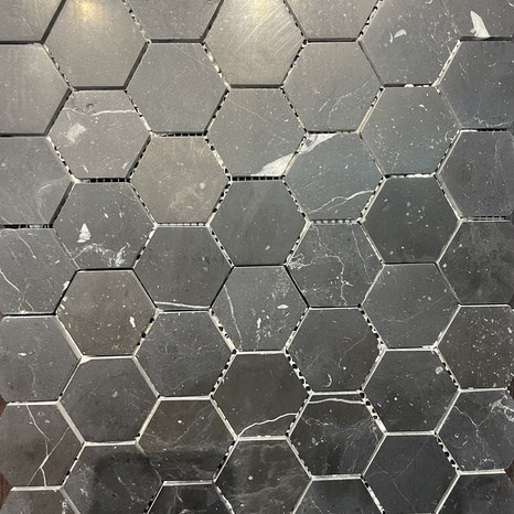 Nero Marquina Hexagon Honed Marble Mosaic
