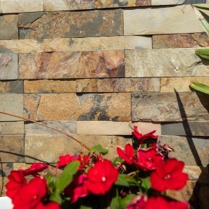 Natural Slate Panel - Indian Autumn, 60x15 cm, for Interior Cladding, Walls