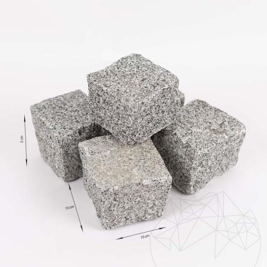 Bianco Sardo Splitface Granite Cobblestone 10 x 10 x 5 cm