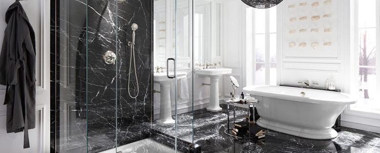 A symbiosis of black and white for decoration projects with natural stone