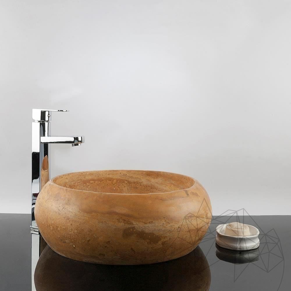 Bathroom Sink Yellow Travertine RS21, 41 x 34.5 x 15 cm