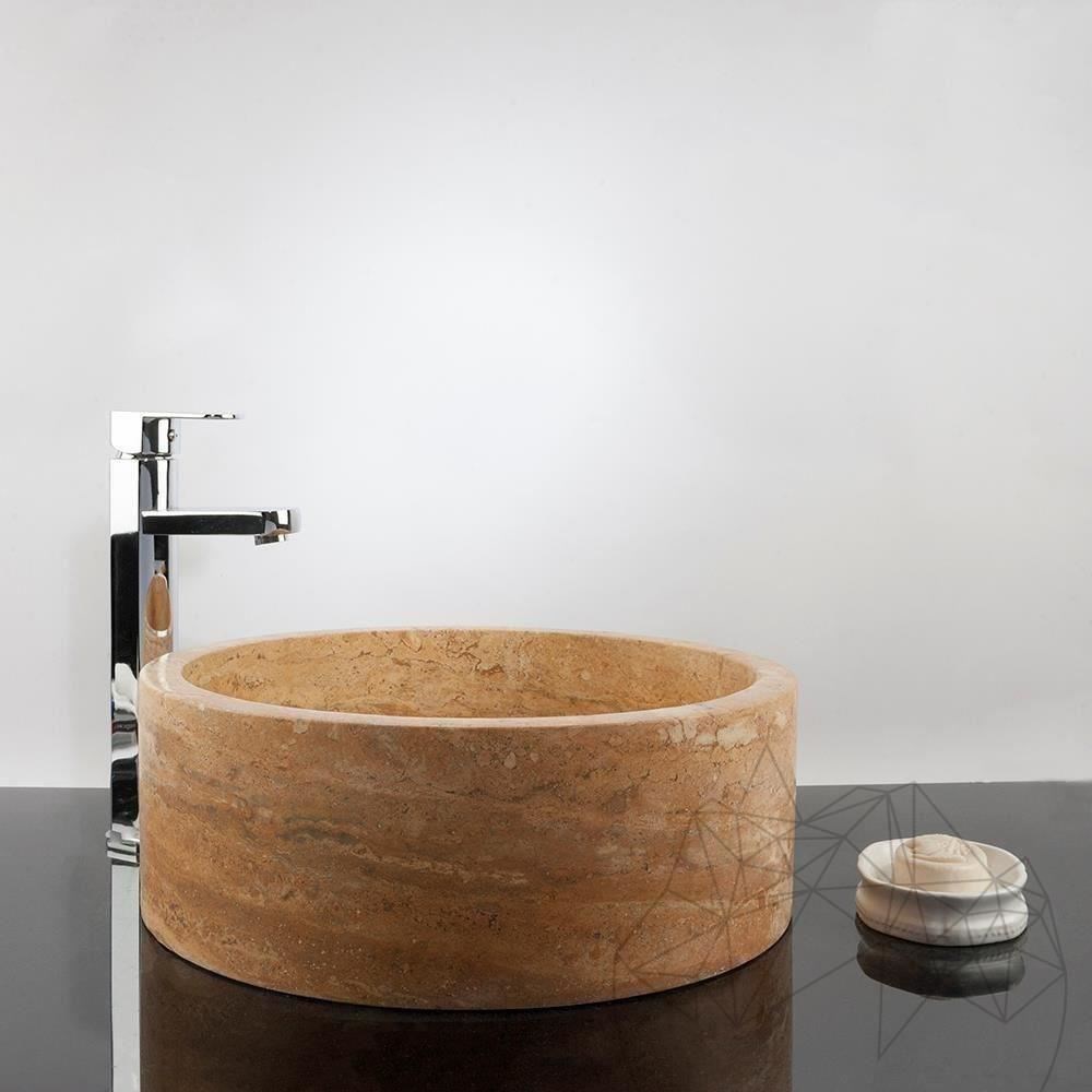 Bathroom Sink Yellow Travertine RS22, 41.5 x 15 cm