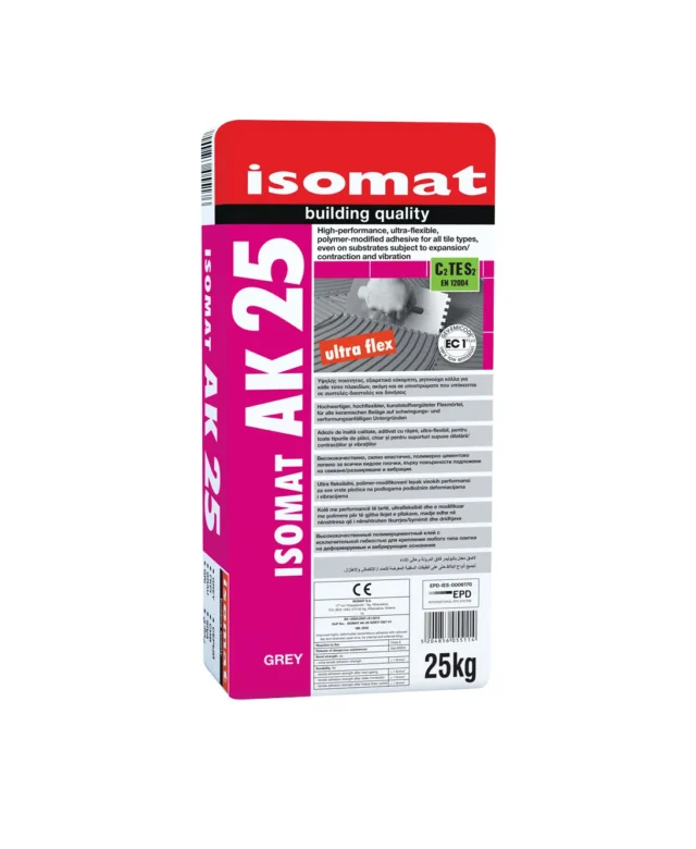 ISOMAT AK-25 – Professional cement-based adhesive for marble, granite, and natural stone (indoor/outdoor), 25 kg