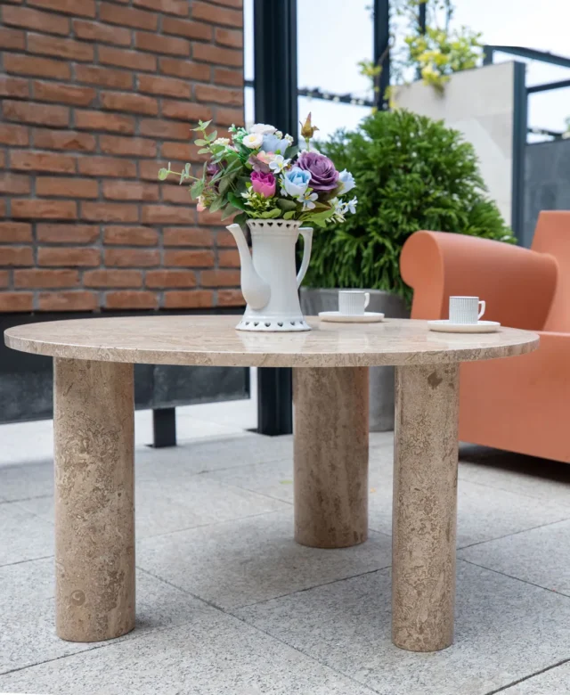 Latte Travertine Coffee Autograph Table