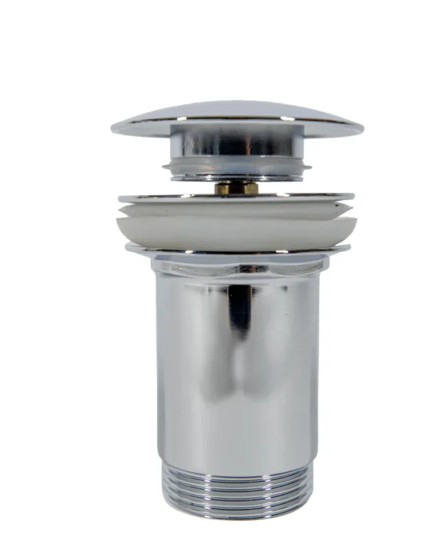 Alca Plast Click clack bathroom sink waste (chrome-plated brass, 5/4", no overflow, large plug)