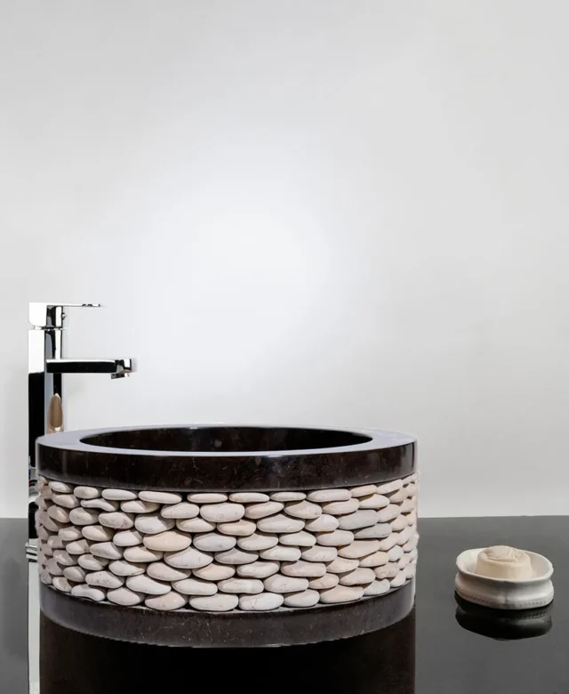 Bathroom Sink - Black Marble Circles