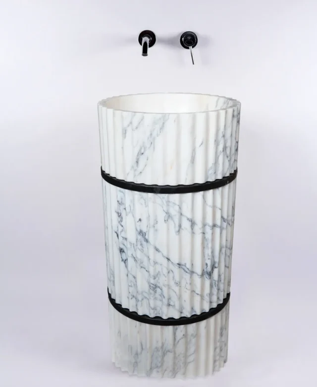 Arabescato Rifled Bathroom Sink Tao, 42 x 85 cm