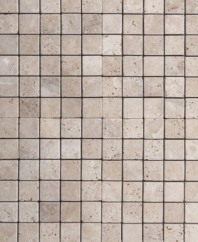 Classic Tumbled Travertine Mosaic, 4.8 x 4.8 cm